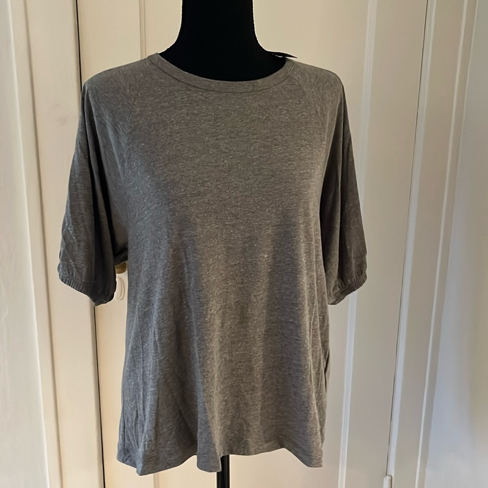 NWT J. Crew AN180 puff sleeve tshirt gray medium new with tags